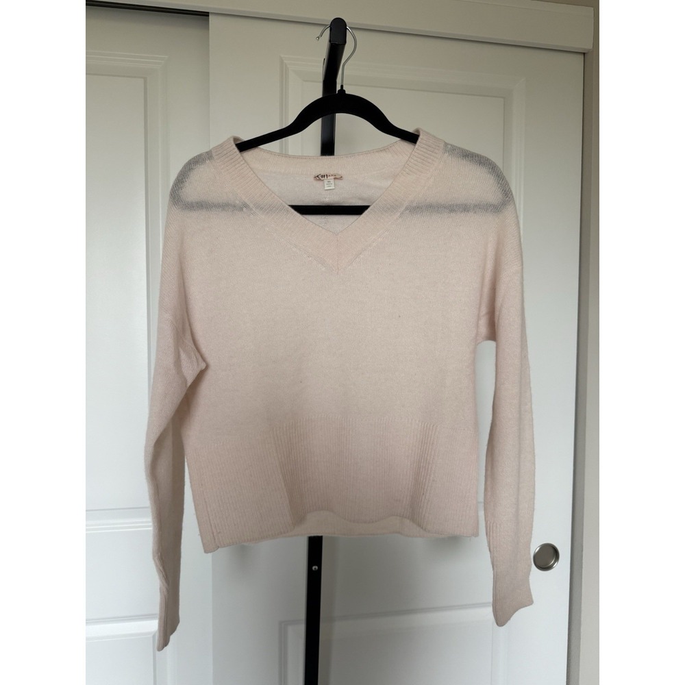 cuyana pink v neck cashmere wool blend Sweater Size XS